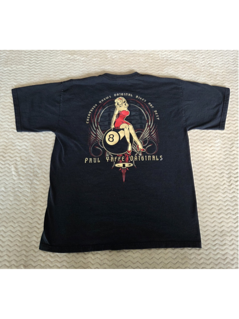 Paul Yaffe Originals T Shirt Gilden 8ball Biker Black Mens Size Large Vintage